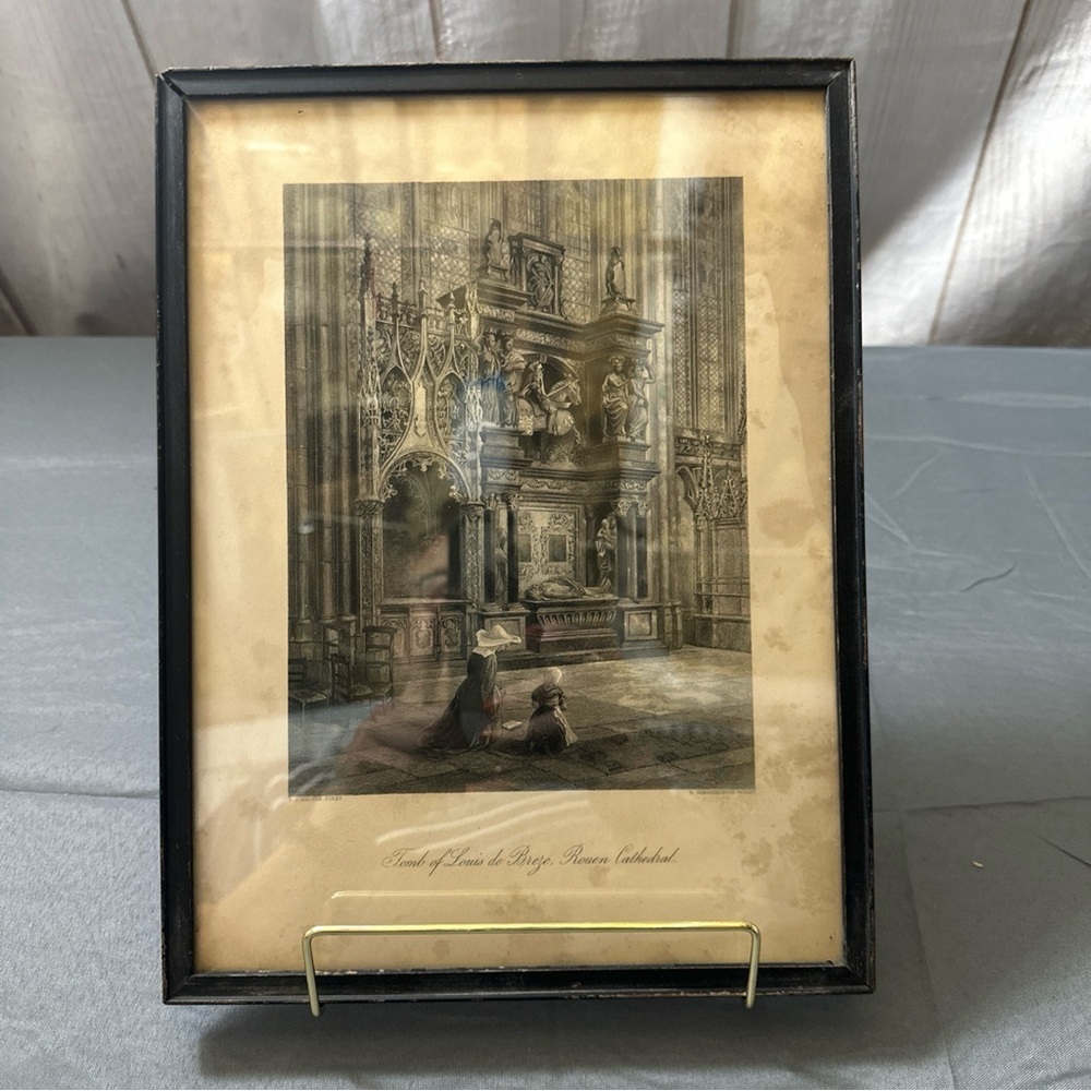Roman Cathedral Tomb of Louis de Breze France-1870 Engraved Print - Picture 3 of 8